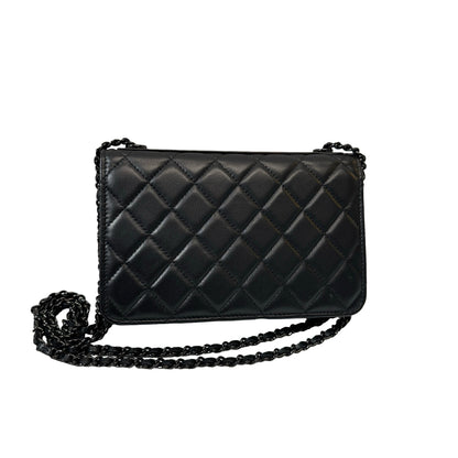 Used Chanel Lambskin Leather WOC Cross Body Bag So Black