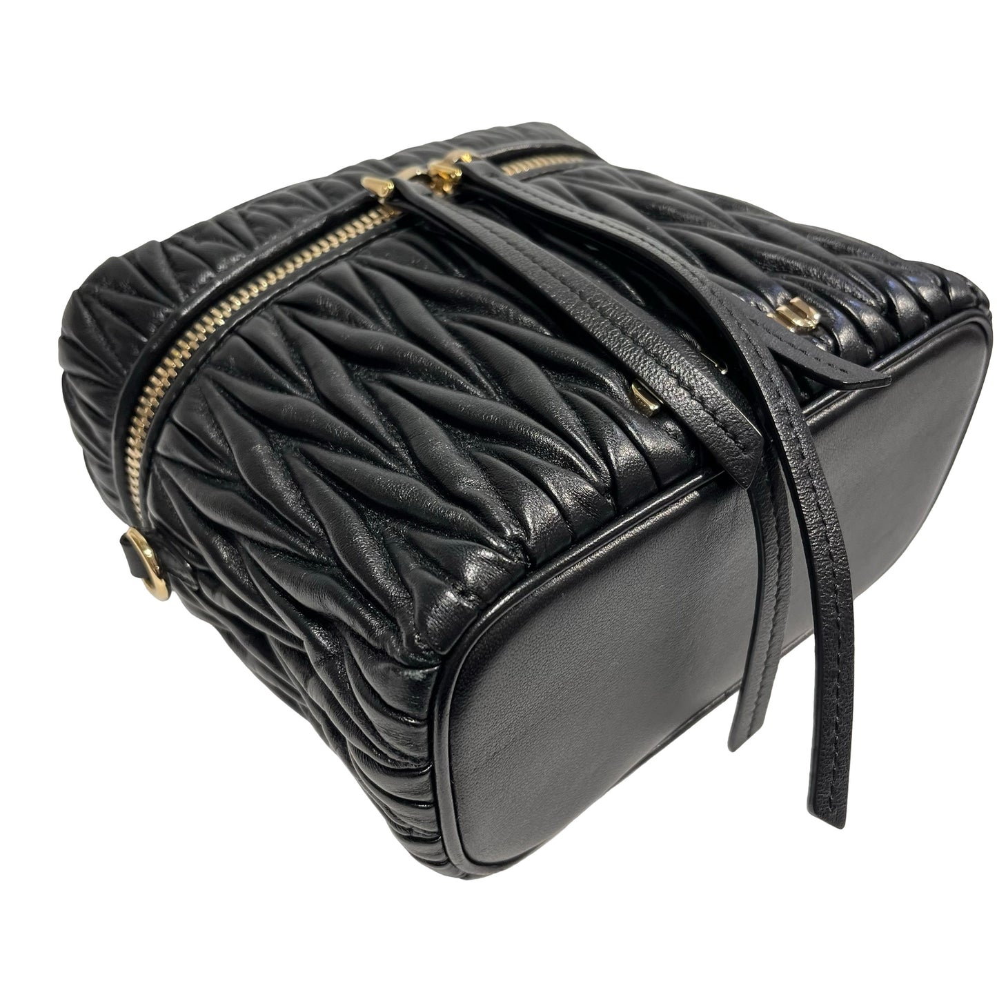 Used MIUMIU Lambskin Leather Two Way Shoulder Bag Black PHW