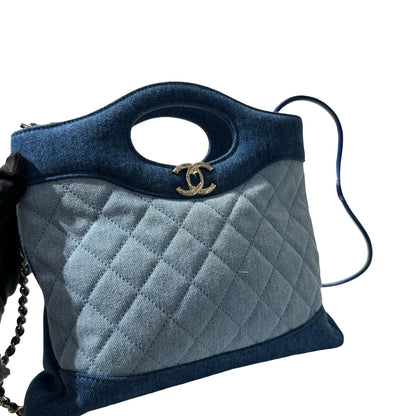 New Chanel Denim Chanel 31 Mini Shopping Chain Shoulder Bag Blue GHW
