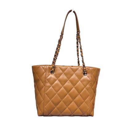 Used CHANEL Lambskin Leather Tote Bag Brown GHW