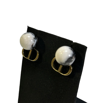 Used DIOR Tribales Earrings Black White Gold