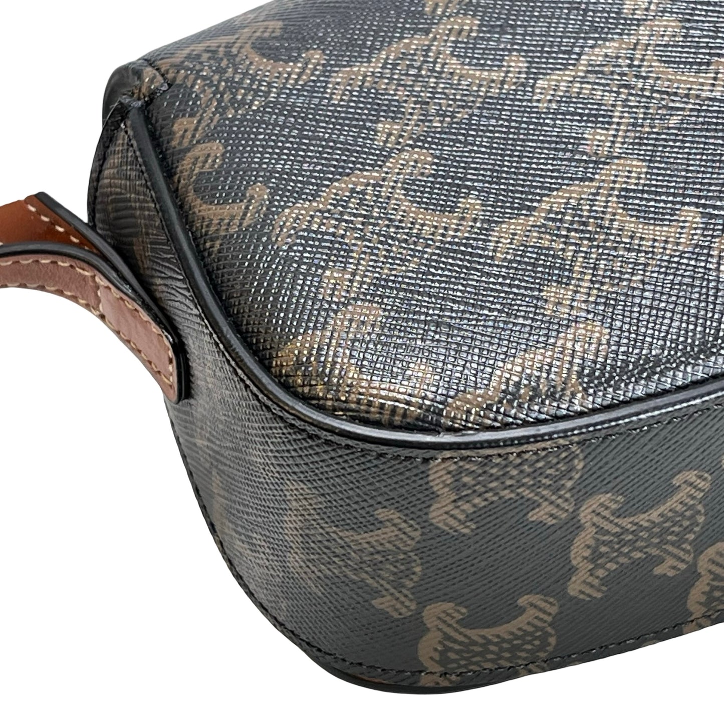 Used CELINE Macadam Triomphe Clutch on strap Shoulder Bag Brown Black GHW