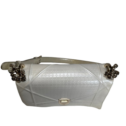 Used DIOR Diorama Crossbody Bag White GHW