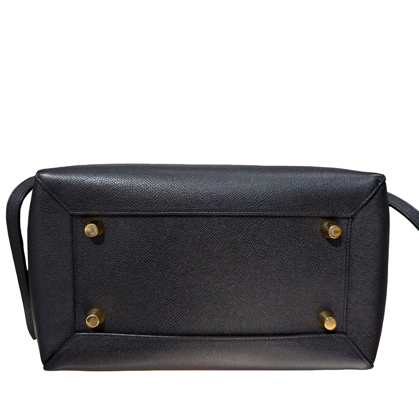 Used CÉLINE Calfskin Leather Belt Cross Body Bag Black GHW
