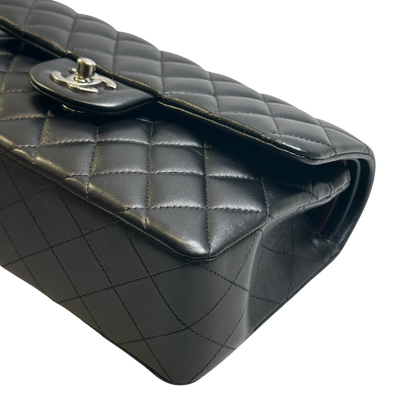 Used CHANEL Quilted Lambskin Classic Flap Chain Shoulder Bag Black Silver