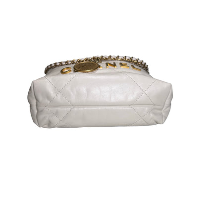 Chanel Quilted Calfskin Chanel 22 Shoulder Bag White GHW
