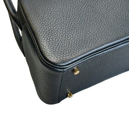 Brand New HERMES Leather Mini Lindy Handbag Black GHW