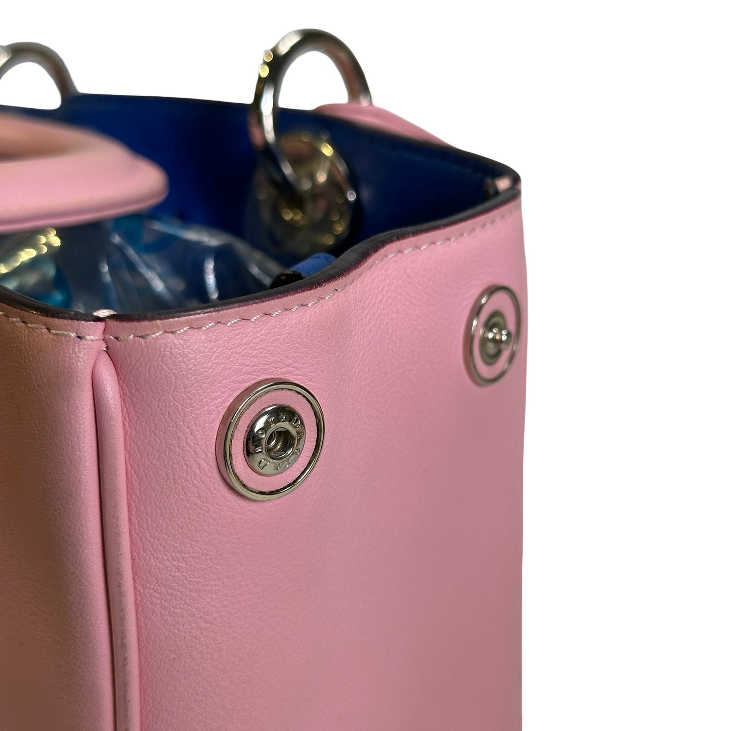 Used DIOR Calfskin Lady Dior Handbag Pink PHW