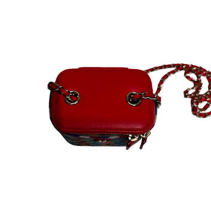 Used CHANEL Mini Vanity Cross Body Bag Red Multi color