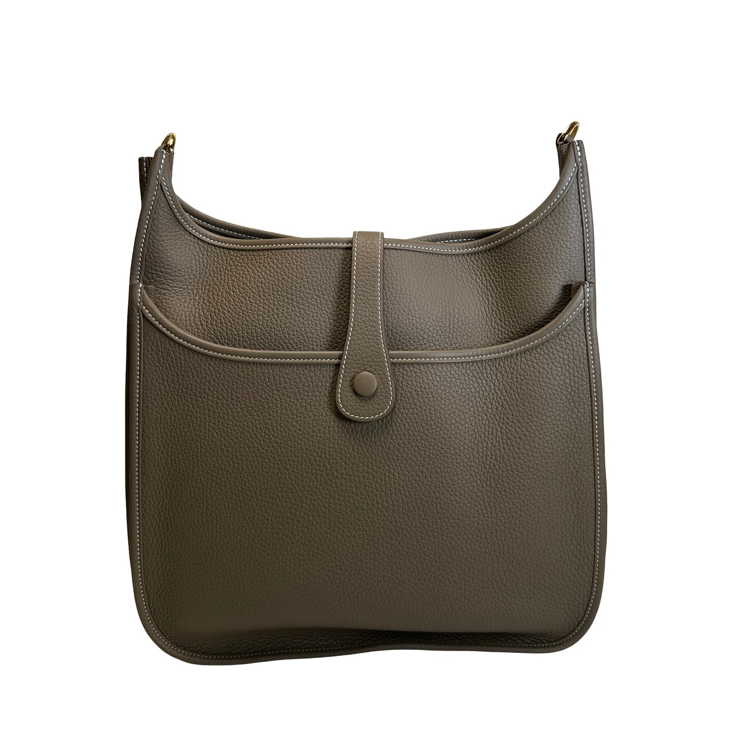 Brand New HERMES Leather Evelyne 33 Crossbody Bag Etoupe GHW