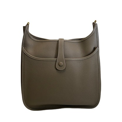 Brand New HERMES Leather Evelyne 33 Crossbody Bag Etoupe GHW
