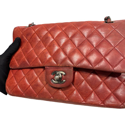 Used CHANEL Quilted Classic Flap Chain Shoulder Bag Red