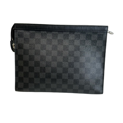Used LOUIS VUITTON Damier Graphite Canvas Leather Trio Messenger Cross body bag Black Grey