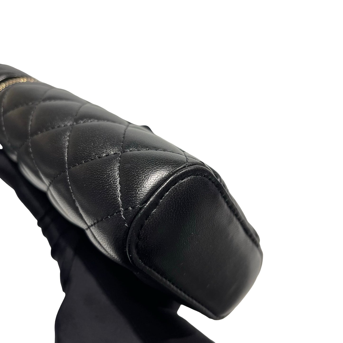 Used CHANEL Lambskin Leather Cross Body Bag Black GHW