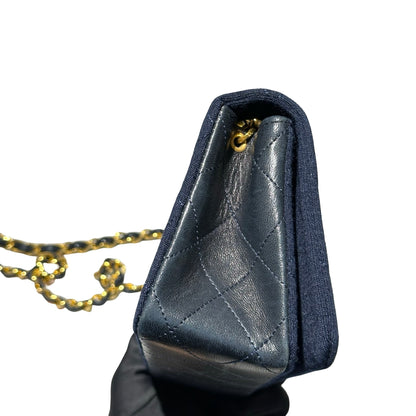 Used CHANEL Flap Cross Body Bag Navy Blue GHW