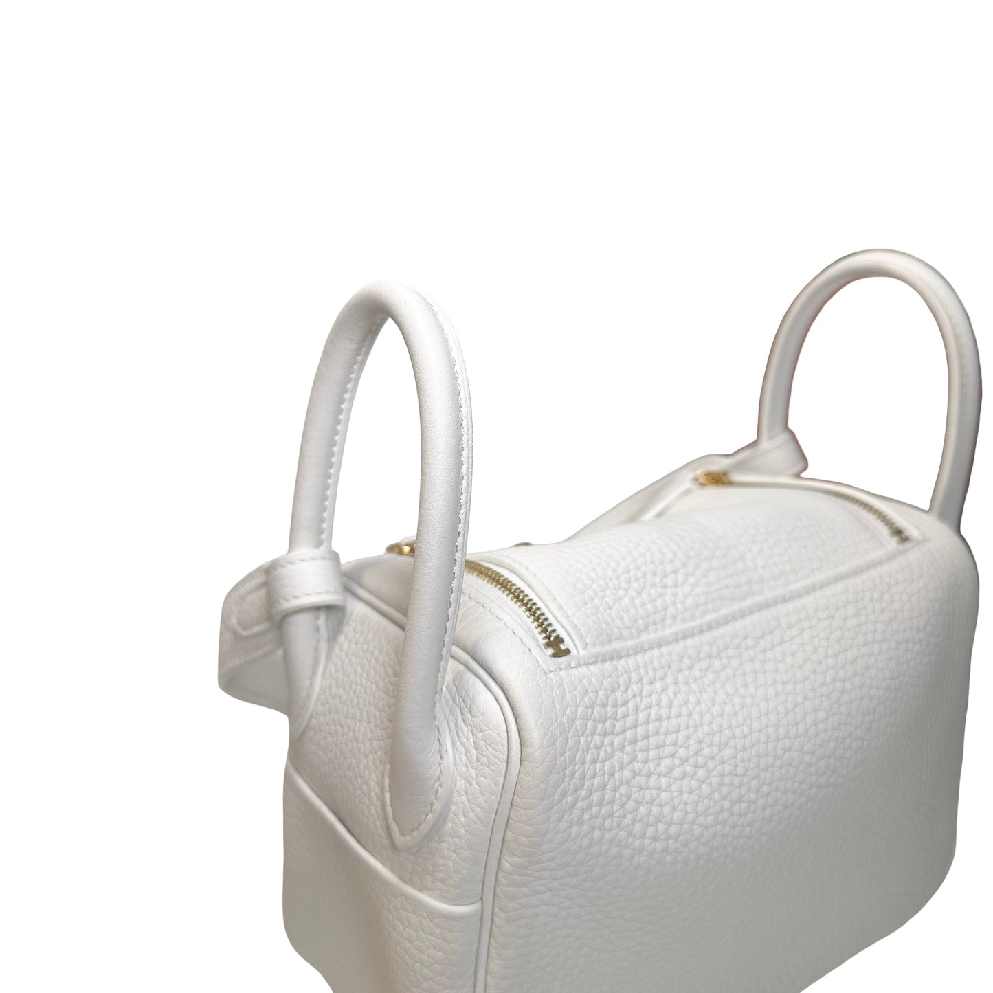 Used HERMES Clemence Leather Mini Lindy Cross body bag White GHW