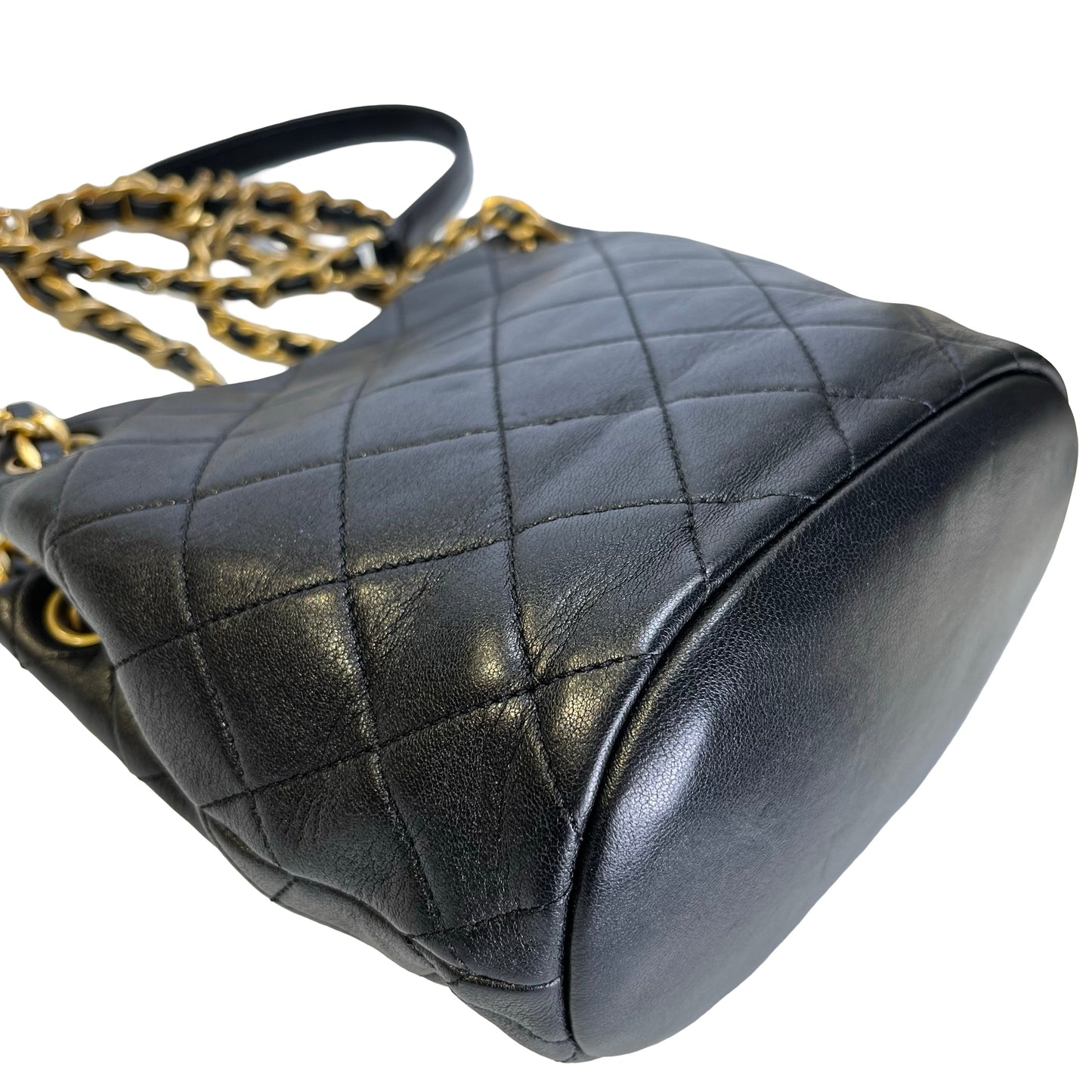 Used CHANEL Lambskin 23C Bucket Bag Black GHW