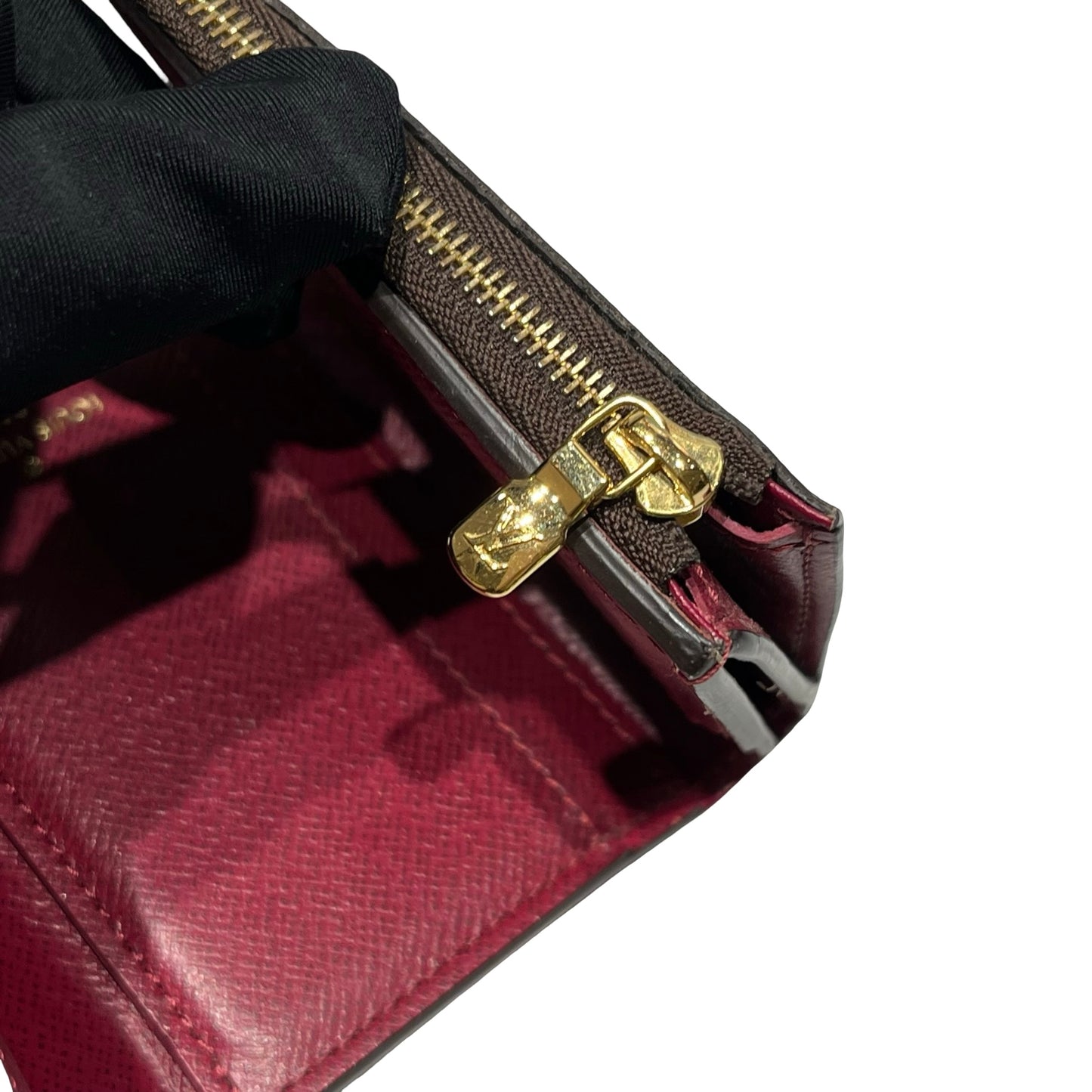 Used Louis Vuitton Monogram Wallet Wallet Brown Red GHW