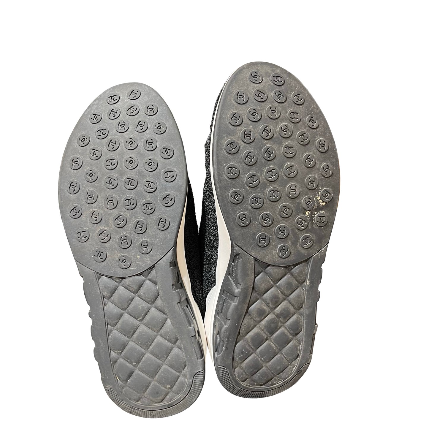Used CHANEL Cotton Used Chanel Cotton Sneakers Shoes Black White Shoes Black White