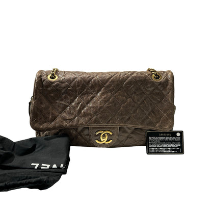 Used CHANEL Shoulder Bag Brown GHW