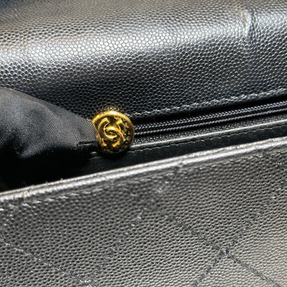 Used CHANEL Caviar Quilted Quilted Shoulder Bag Black Gold