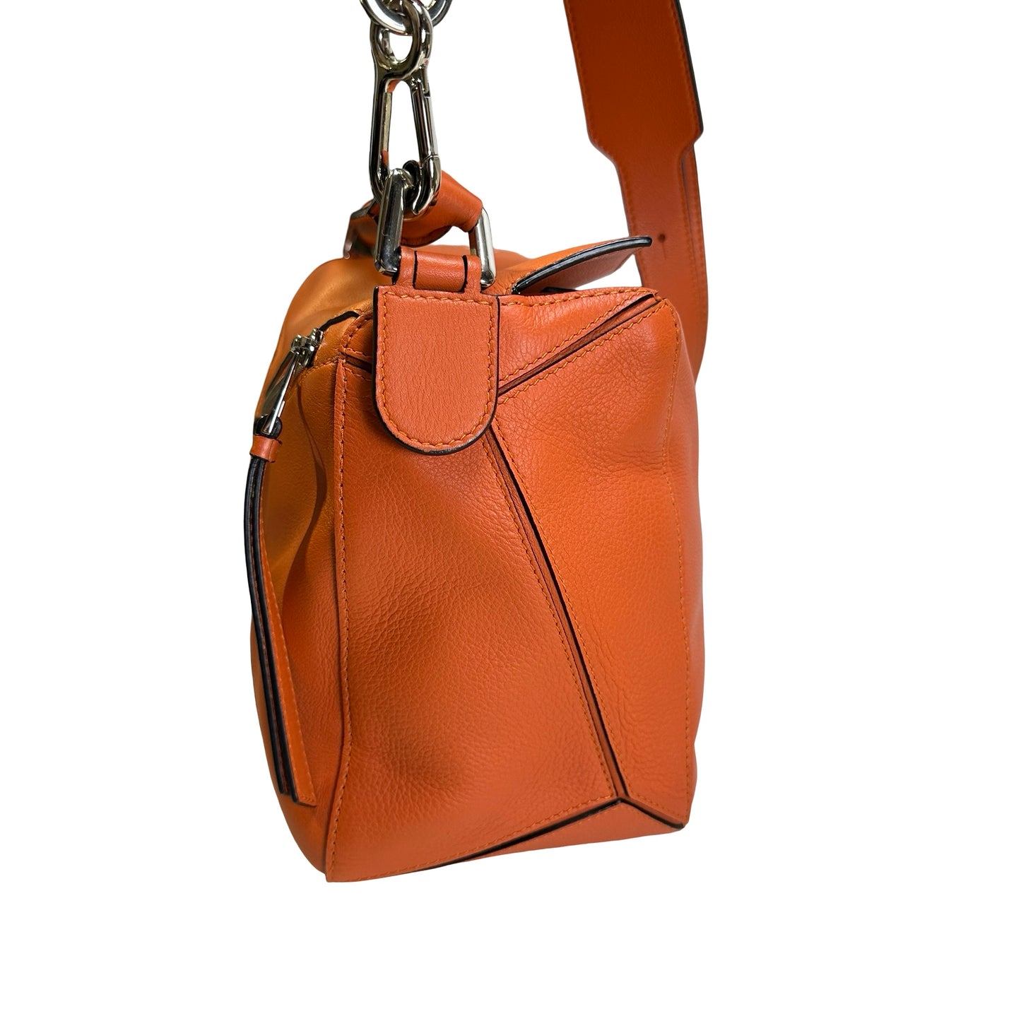 Used LOEWE Leather Puzzle Bag Handbag Orange