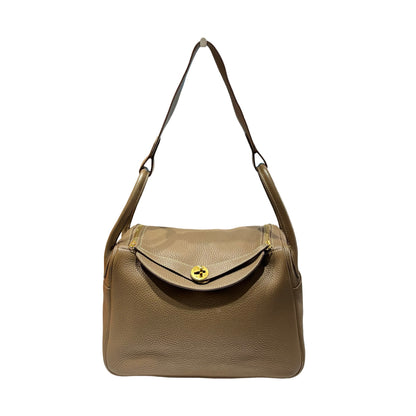 Used Hermès Calfskin Leather Lindy 30 Shoulder Bag GHW Brown