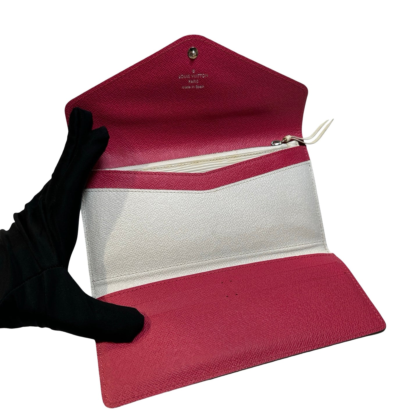 Used LOUIS VUITTON Epi Leather Portefeuille Sarah Long wallet Pink White