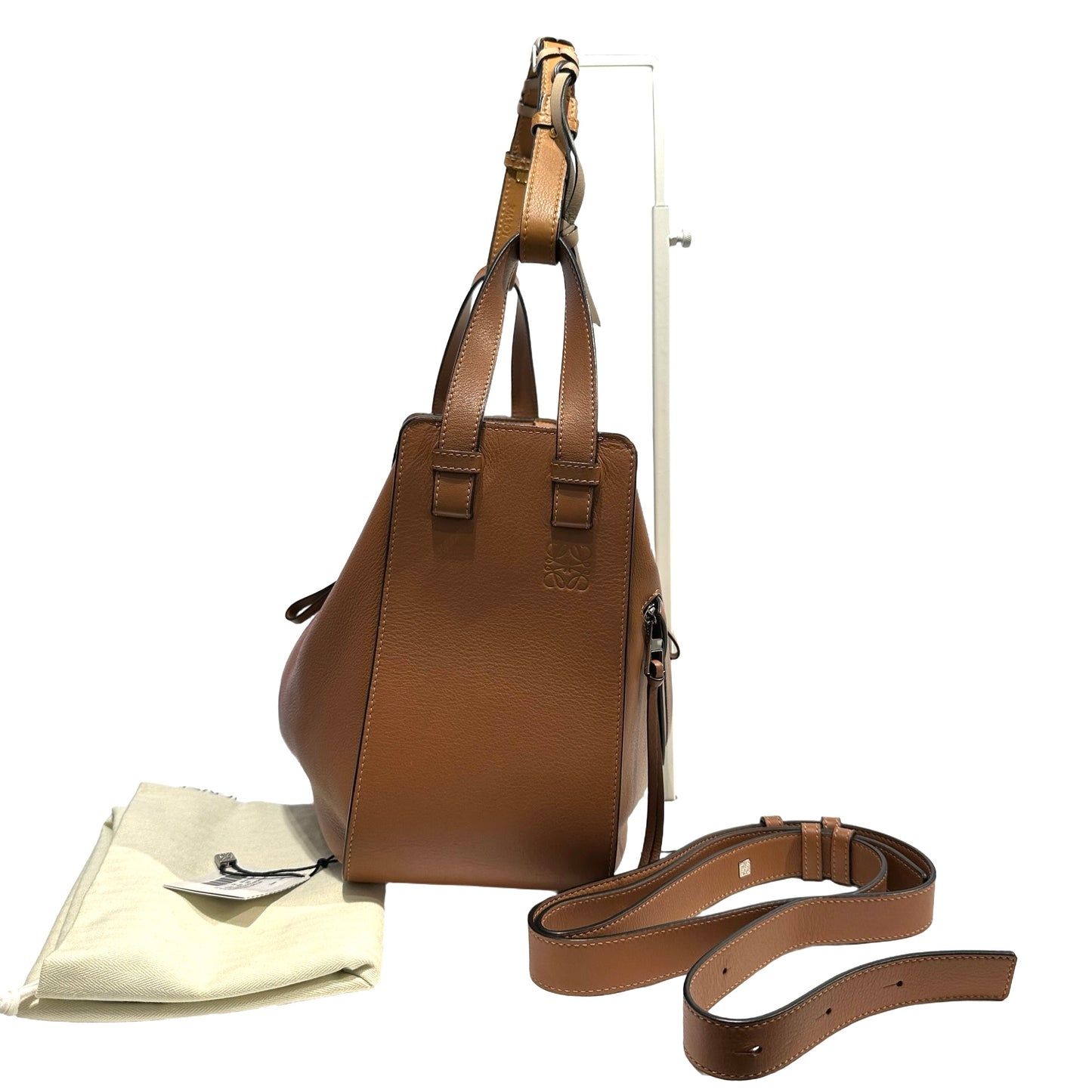 Used LOEWE Leather Hammock Shoulder Bag Tan