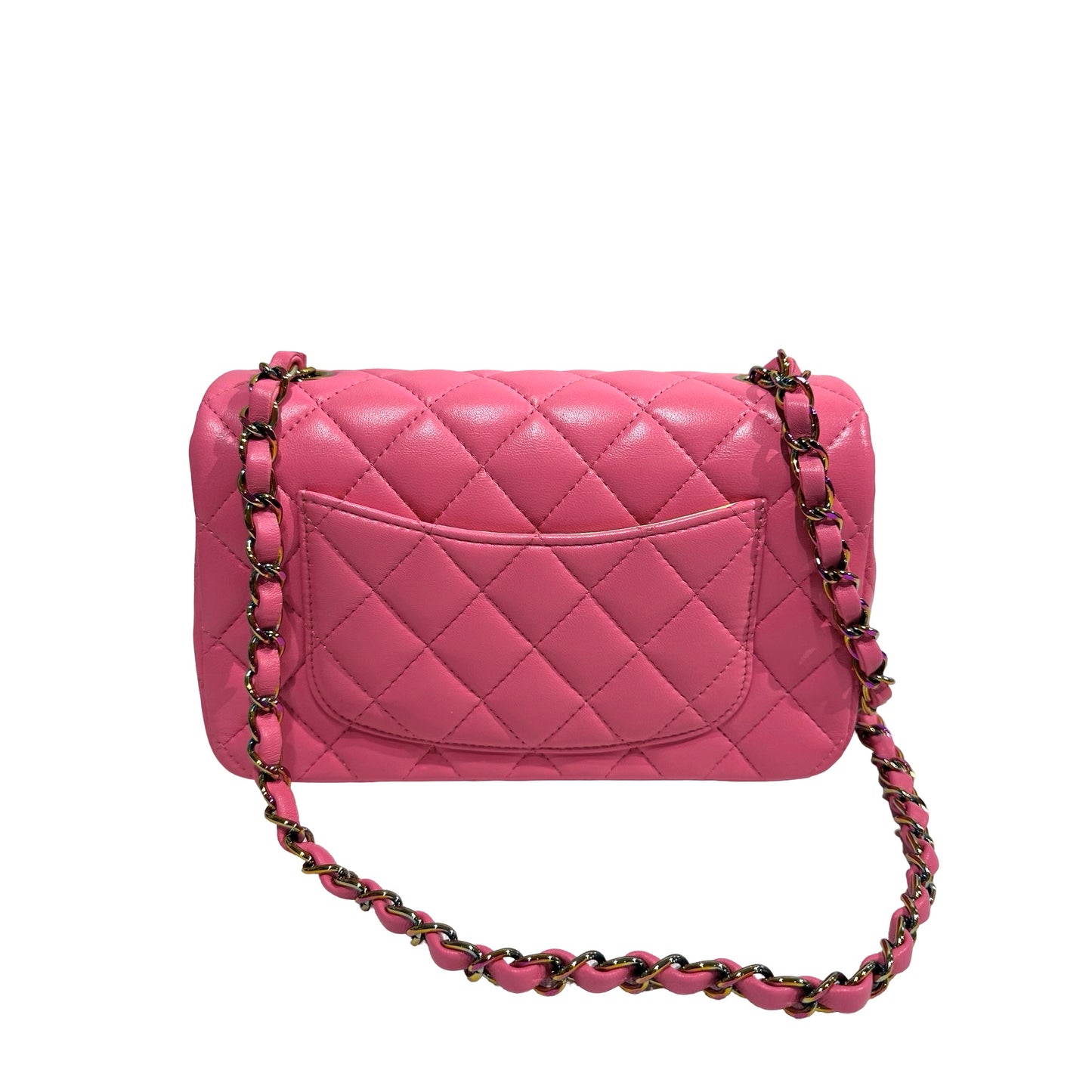 Used CHANEL Matelasse Lambskin Flap Bag Chain Shoulder Bag Pink