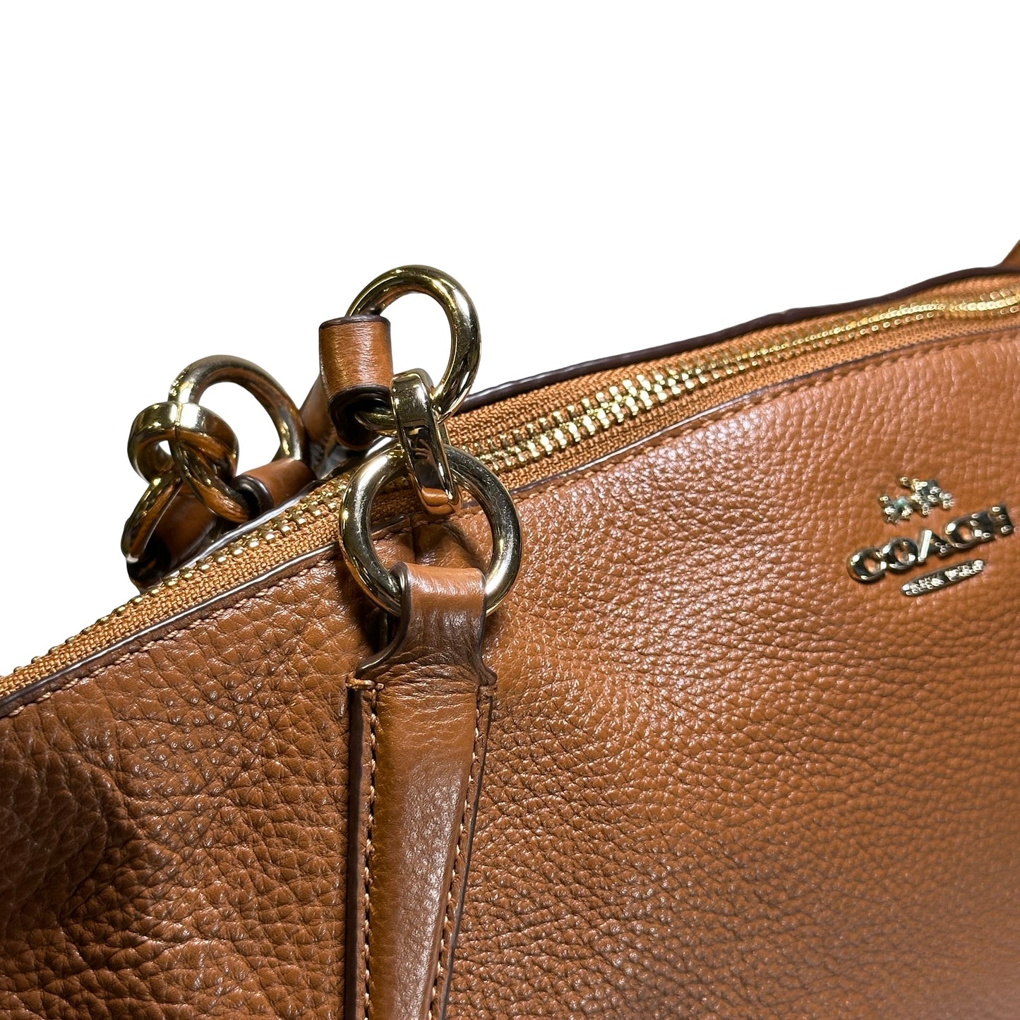 Used COACH Pebbled Leather Tyler Carryall Tote Bag Brown