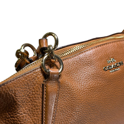 Used COACH Pebbled Leather Tyler Carryall Tote Bag Brown