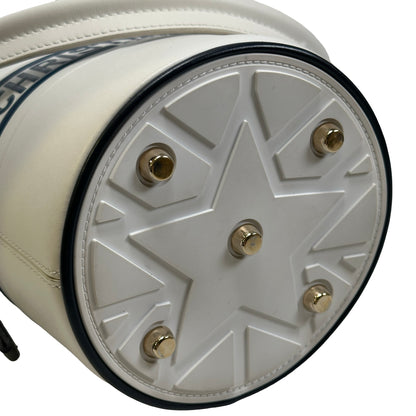 Used DIOR Leather Vibe Bucket Bag White Navy Blue