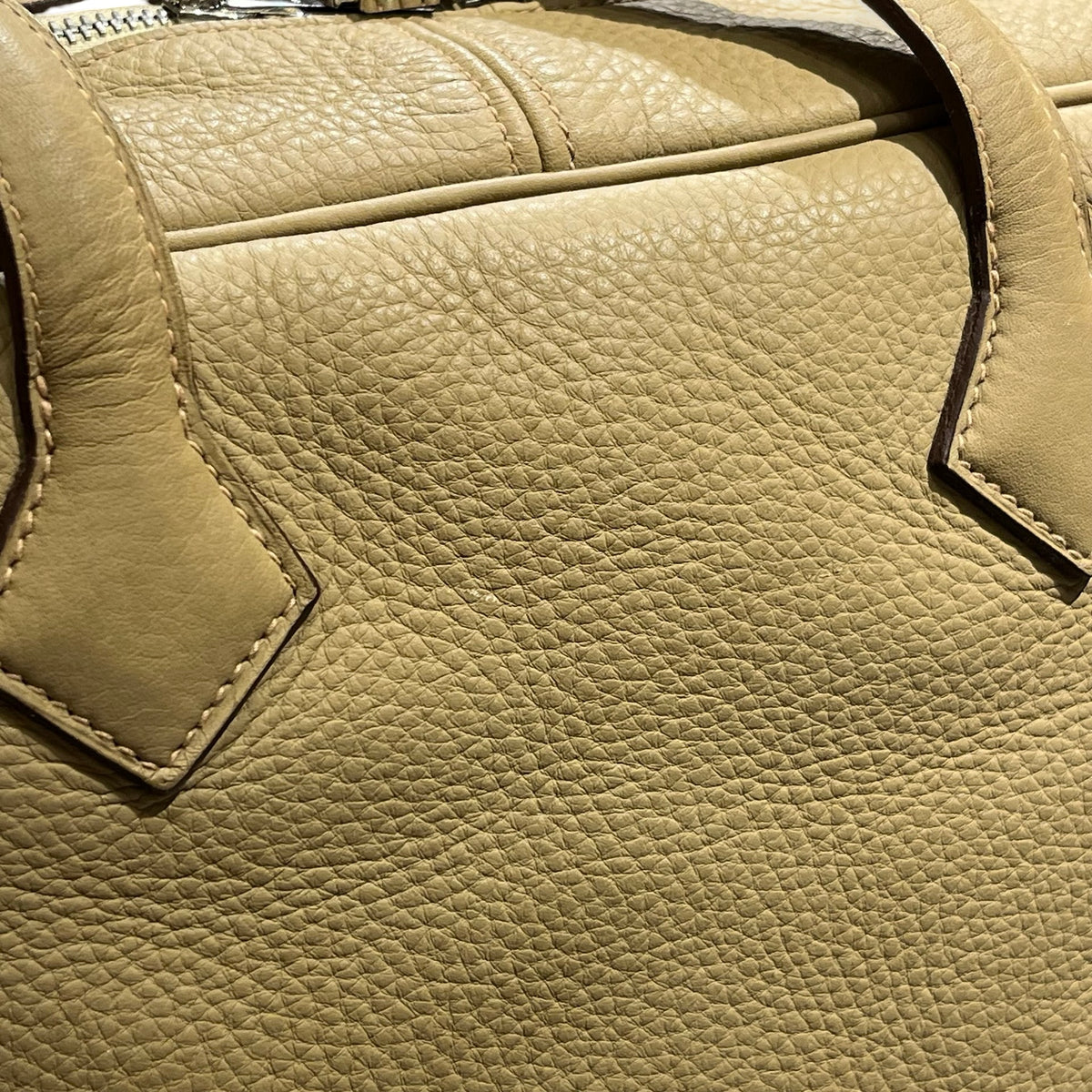 Used HERMES Leather Victoria Handbag Beige PHW