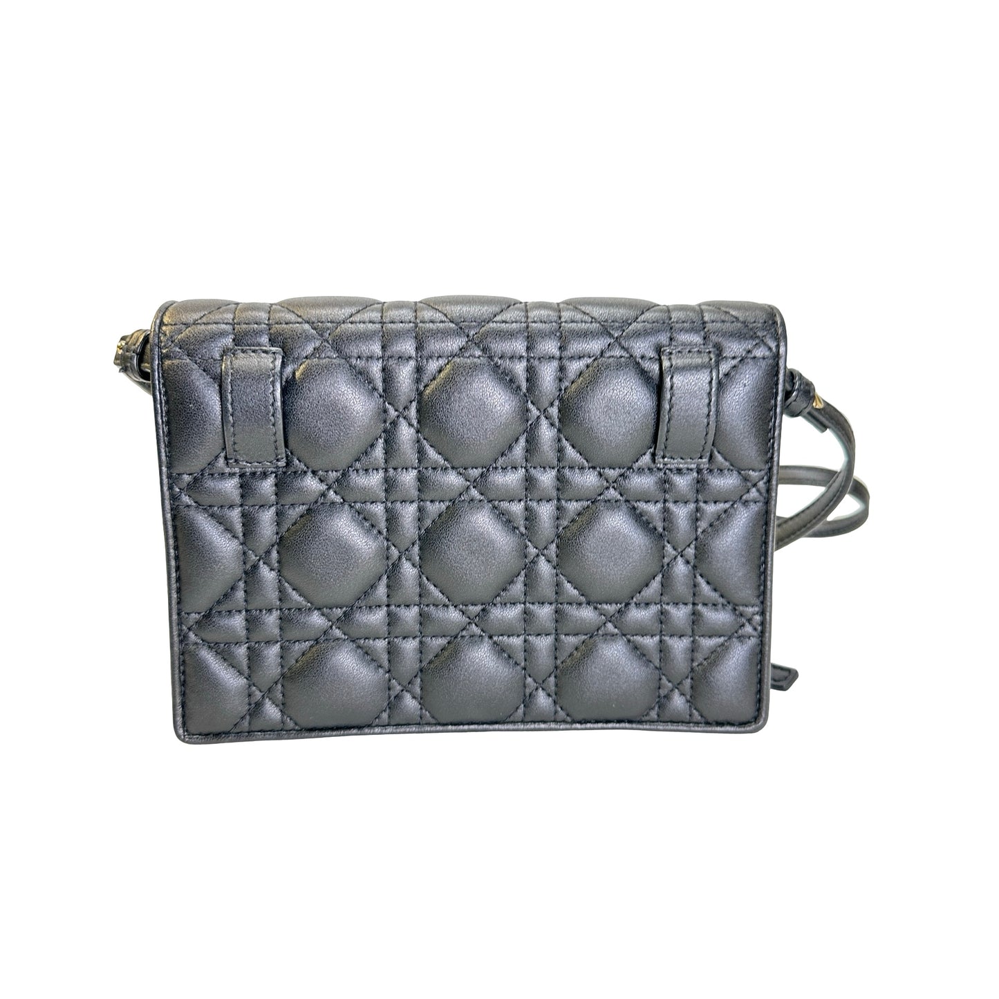 Used DIOR Cannage Lady Dior Crossbody Bag Black GHW