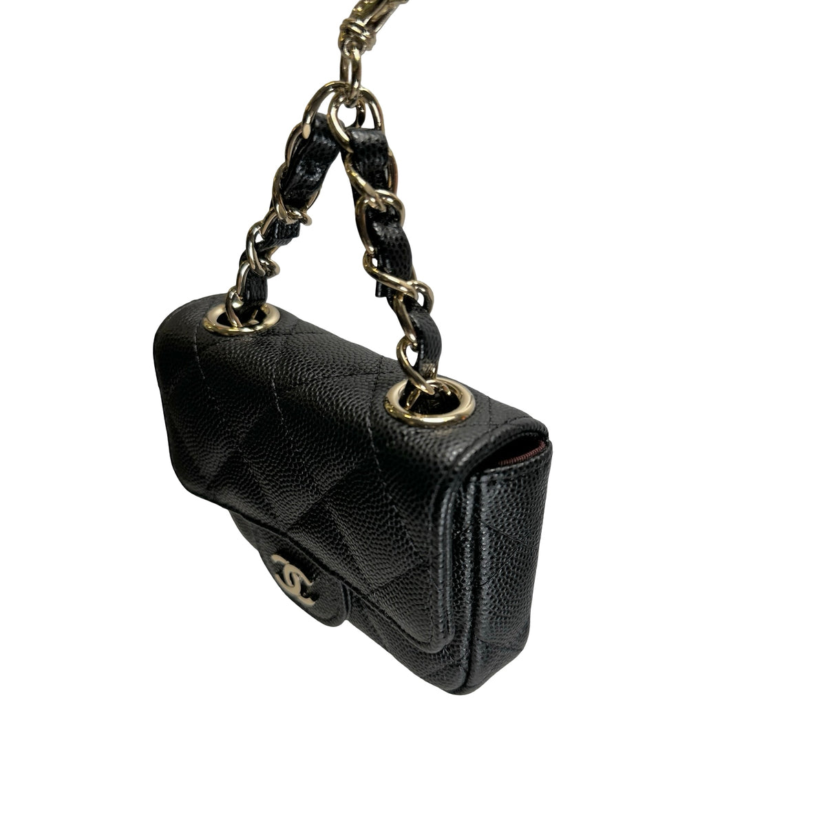Used CHANEL Quilted Caviar Mini Flap Bag Mini Bag Black Gold Hardware
