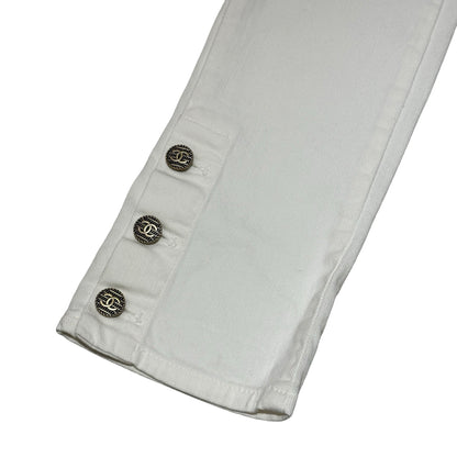 Used CHANEL Solid Denim Jeans Pants White