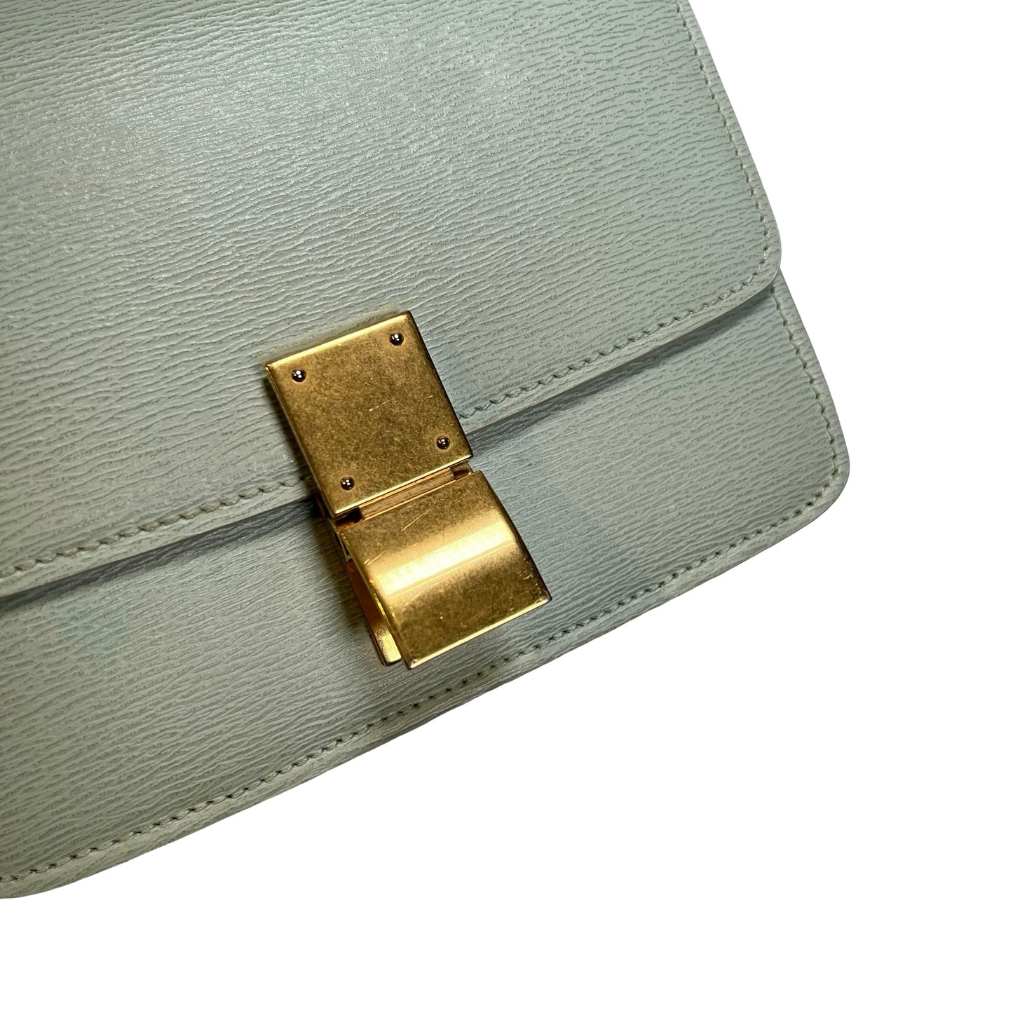 CELINE Epi Leather Classic Box Shoulder Bag Light Green GHW