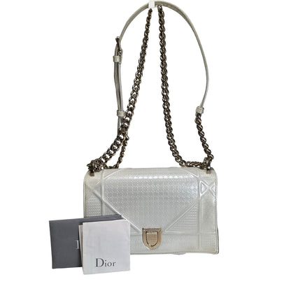 Used DIOR Diorama Crossbody Bag White GHW