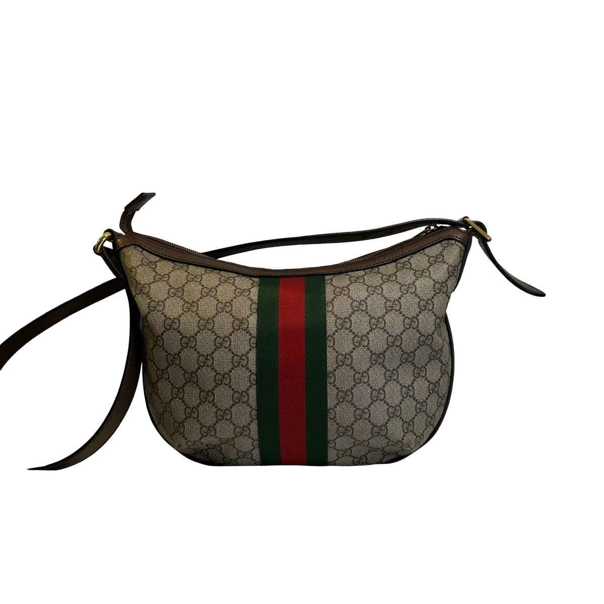 Used GUCCI GG Supreme Web Ophidia Shoulder Bag Beige Brown Green Red