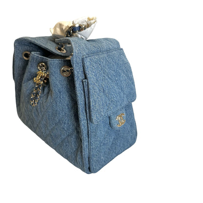 Brand New CHANEL Denim Denim Bag Handbag Blue