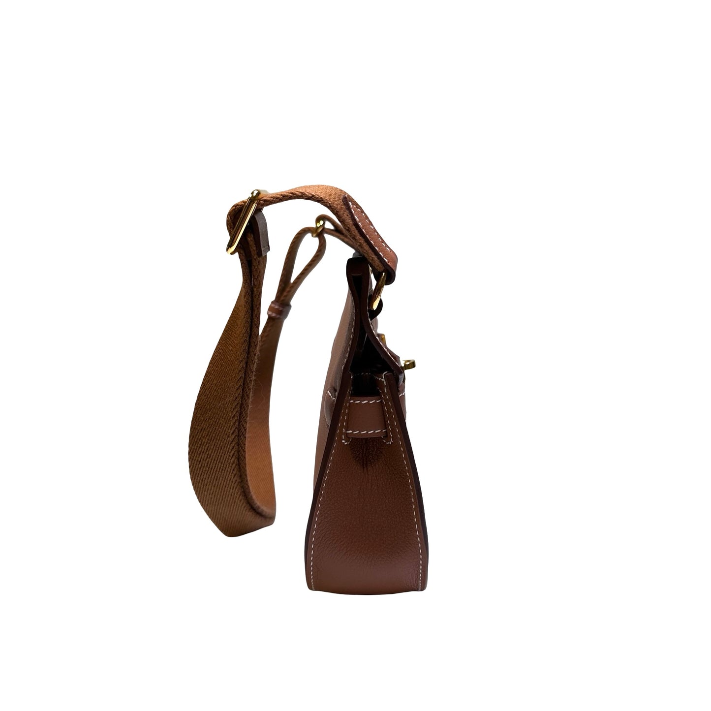 Used HERMÈS Leather MiniJypsiere Cross Body Bag GHW Brown