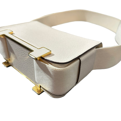 Used HERMÈS Chèvre Mysore Geta Shoulder Bag GHW White