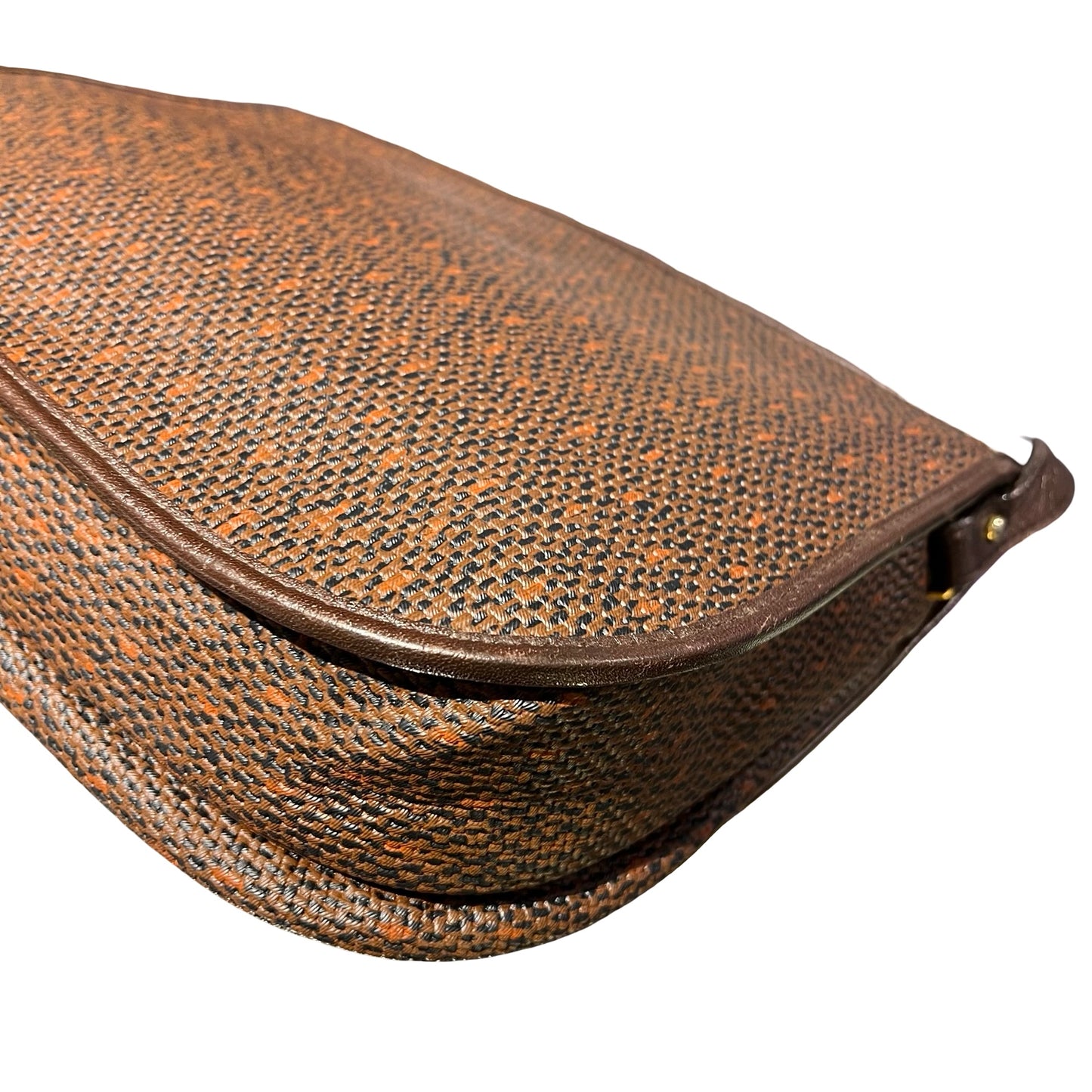 Used SAINT LAURENT Canvas Vintage Crescent Shoulder Cross Body Bag Brown GHW