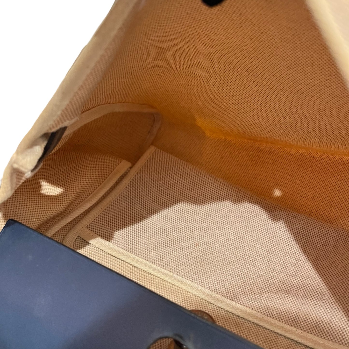 Used HERMES Canvas Leather Herbag Handbag Beige Blue