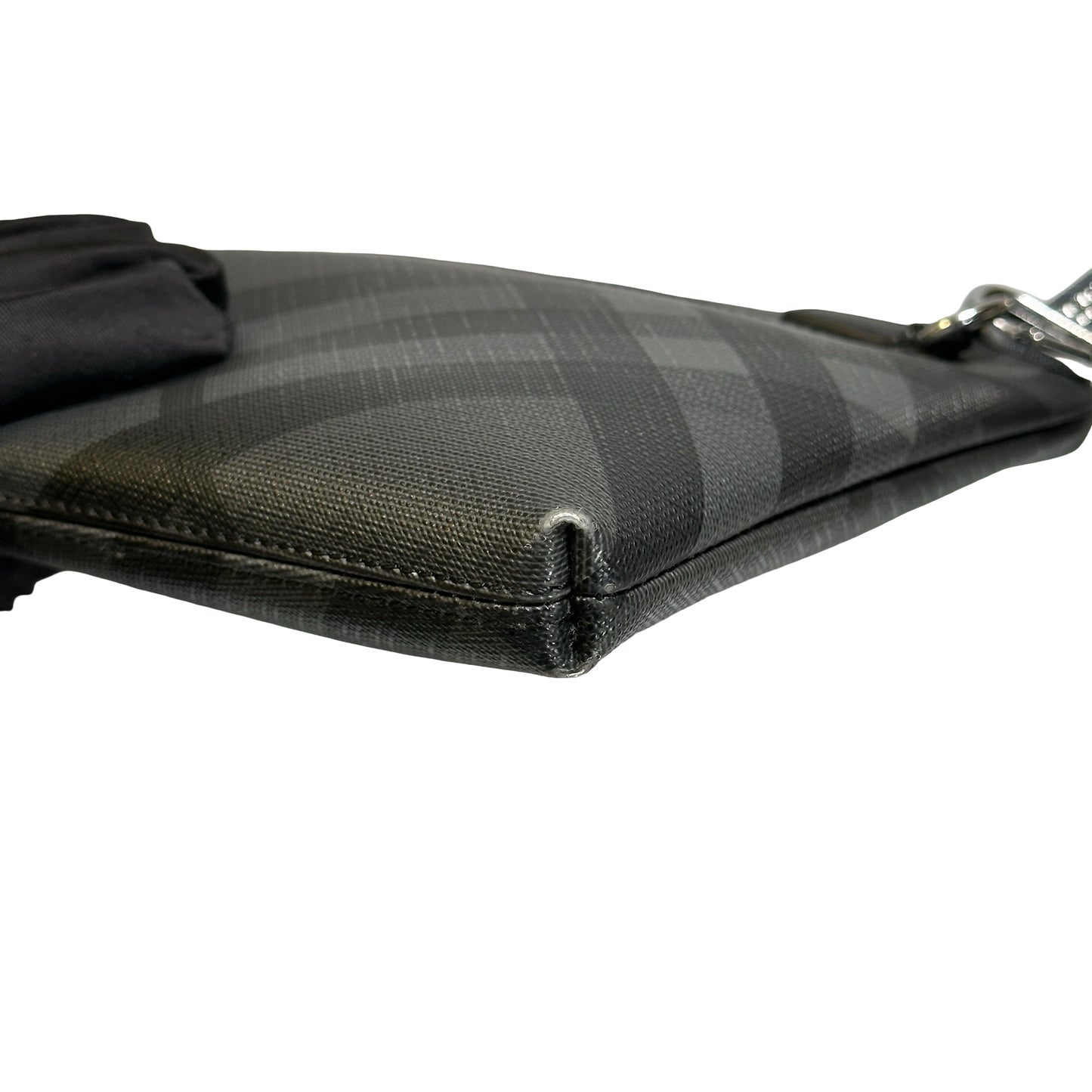 Used BURBERRY London Check Clutch Clutch Black Grey