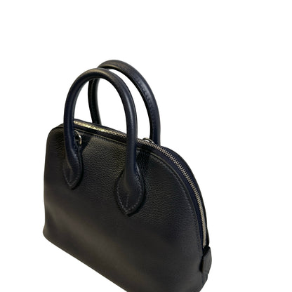 Used HERMES Leather Bolide Handbag Navy PHW