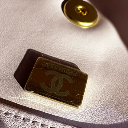 Used CHANEL Lambskin Cross Body Bag Pink GHW