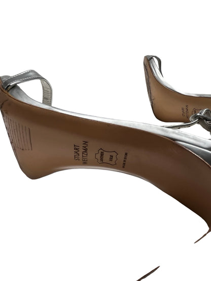 Used STUART WEITZMAN Sandal Heels Shoes Silver