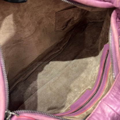 Used Bottega Veneta Calfskin Leather Large Hobo Bag Purple